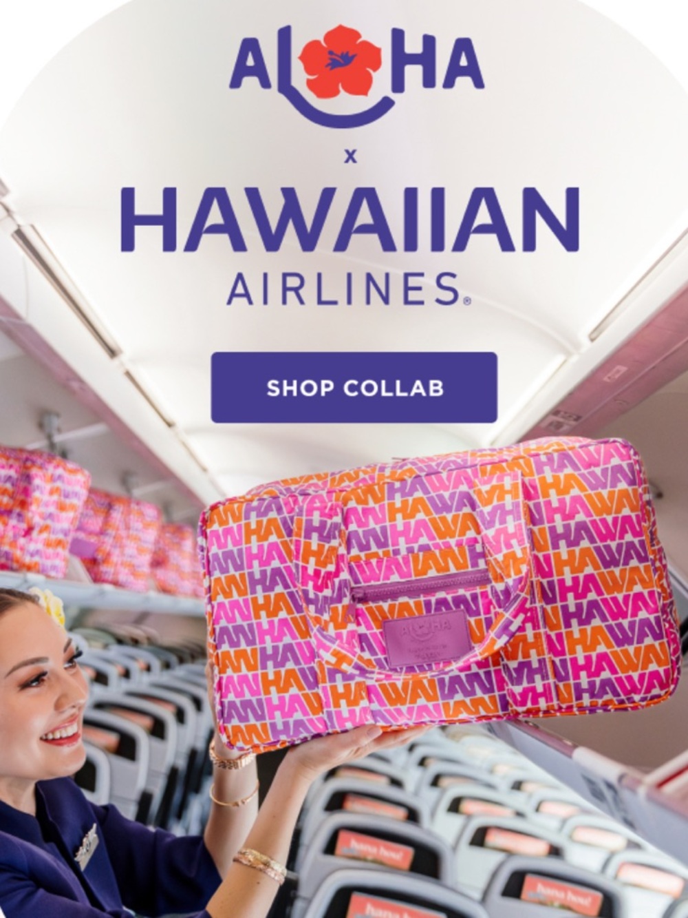 ❤️ Aloha Collection x Hawaiian Airlines Keep It Light Weekender Tote Bag NWT